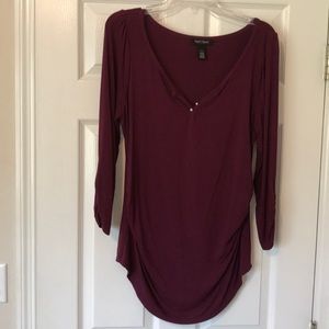 WHBM Wine colored 3/4 sleeved tee/top.